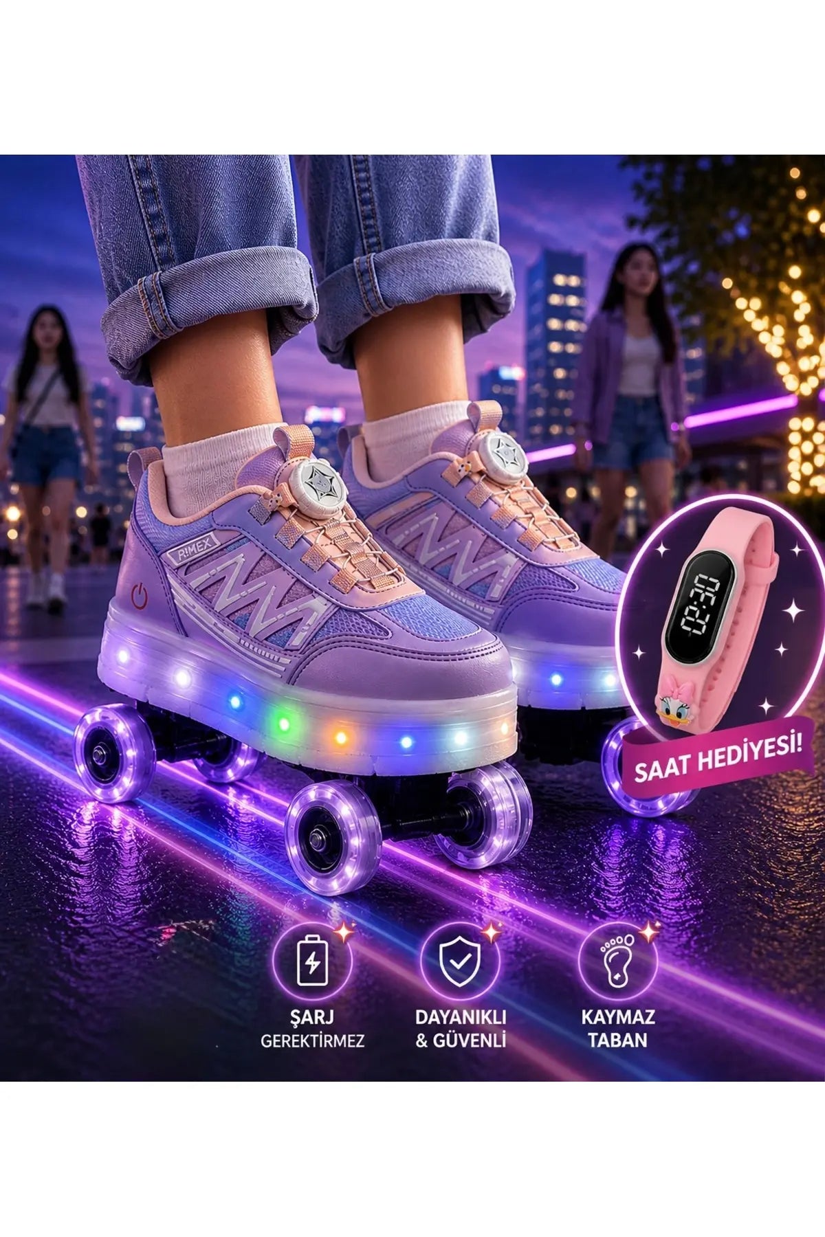 Garantili Üst Kalite Çocuk Patenli Ayakkabı Işıklı 4 Teker Kaykay Sneaker Rahat Dayanıklı Ayakkabı