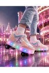 Kız Çocuk 4 Tekerlekli LED Işıklı Patenli Ayakkabı | BOA Döner Bağcık | Kanatlı Roller Sneaker |