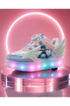 Kız Çocuk 4 Tekerlekli LED Işıklı Patenli Ayakkabı | BOA Döner Bağcık | Kanatlı Roller Sneaker |