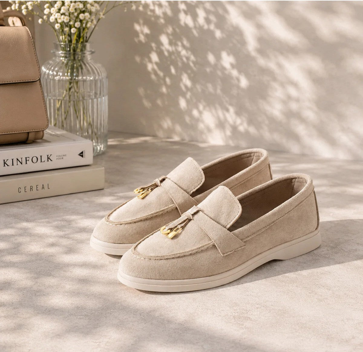 Süet Loafer Ayakkabı Tokalı Detaylı Günlük Rahat Şık Babet