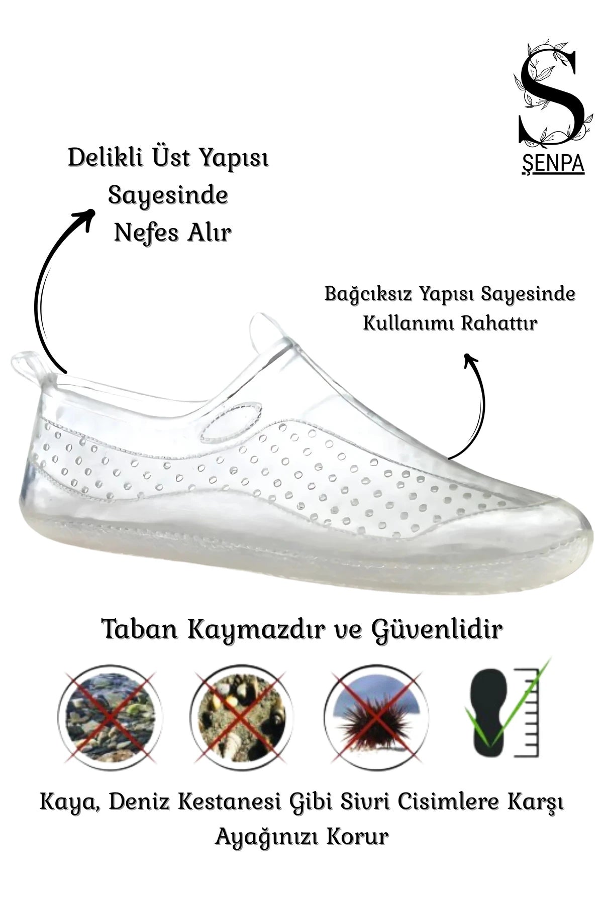 Unisex Şeffaf Deniz Ayakkabısı Kaydırmaz Üst Kalite Garantili