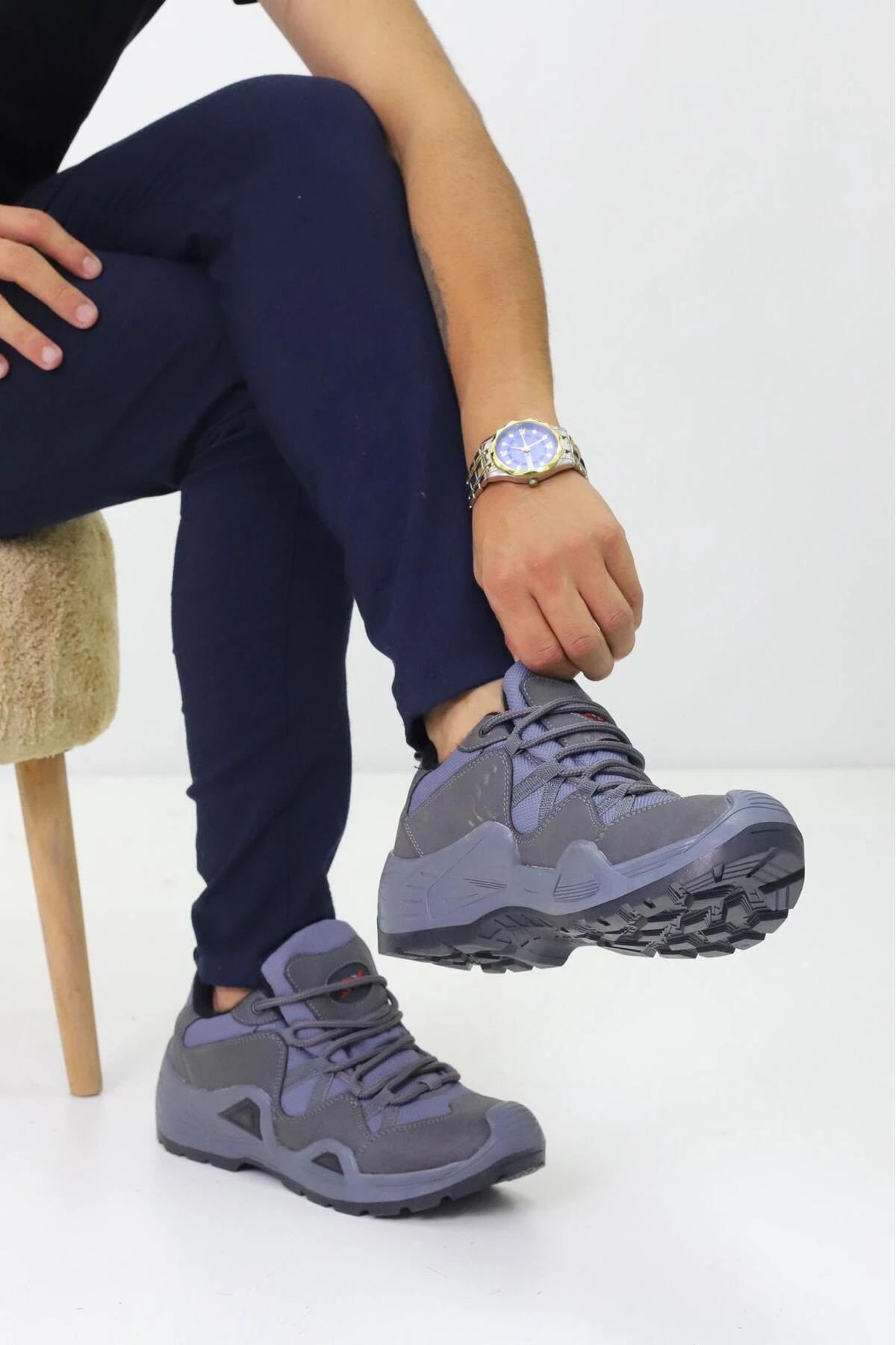 Çöl Çizgili Unisex Su Geçirmez Kauçuk Taban Trekking Bot waterprof