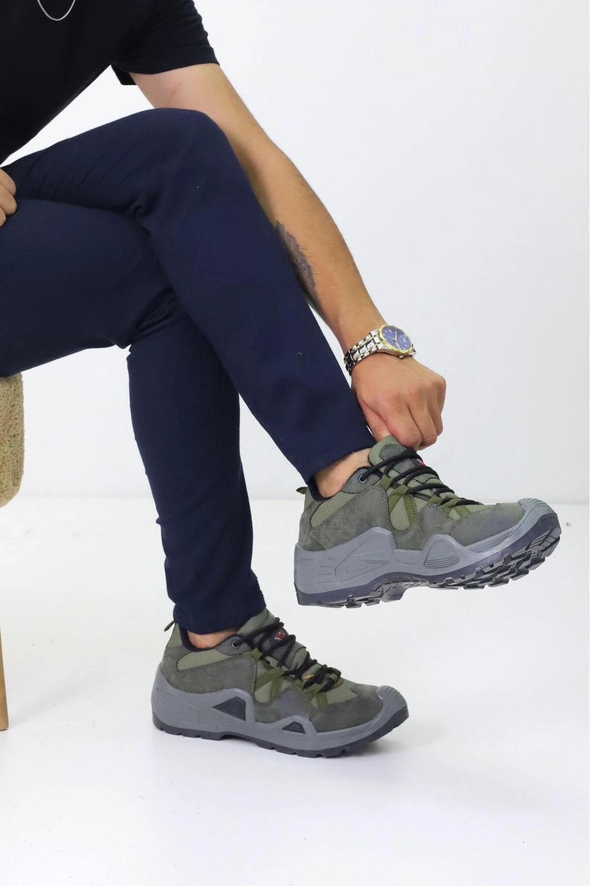 Çöl Çizgili Unisex Su Geçirmez Kauçuk Taban Trekking Bot waterprof