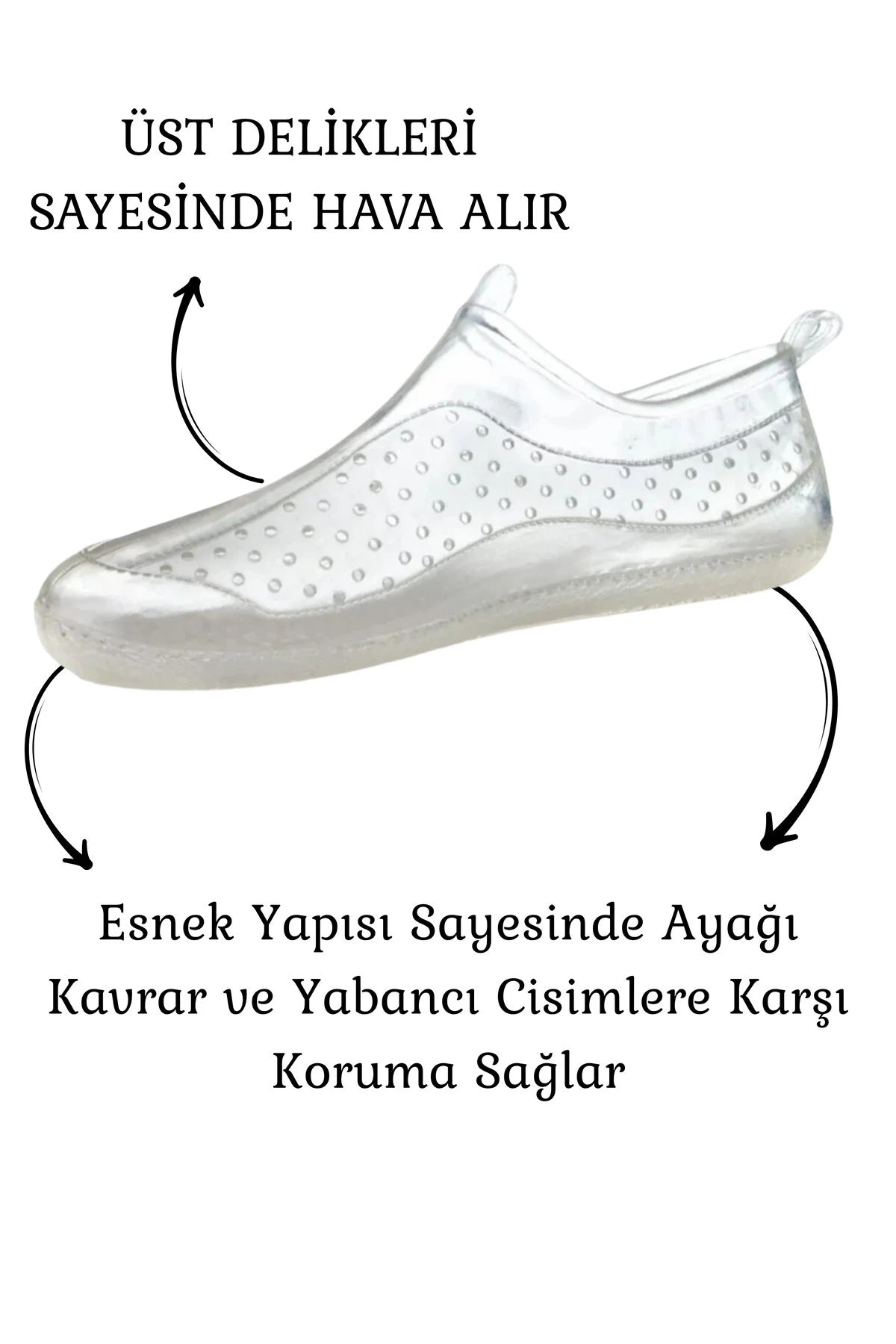 Unisex Şeffaf Deniz Ayakkabısı Kaydırmaz Üst Kalite Garantili
